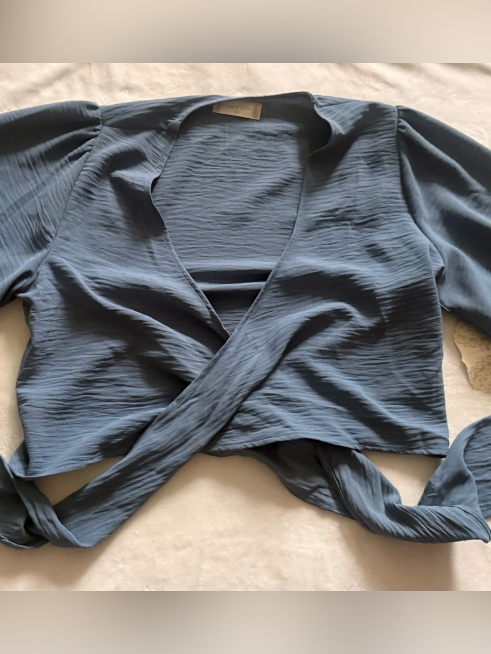Altar'd State Slate Blue Wrap Crop Pilates top NWT XS